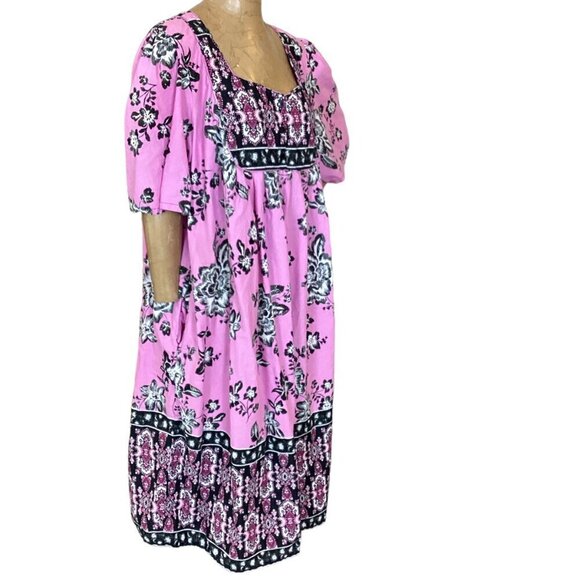 Only Necessities Cotton Floral Kaftan Muumuu House/Patio Dress 2X Pink 297F - Picture 3 of 9